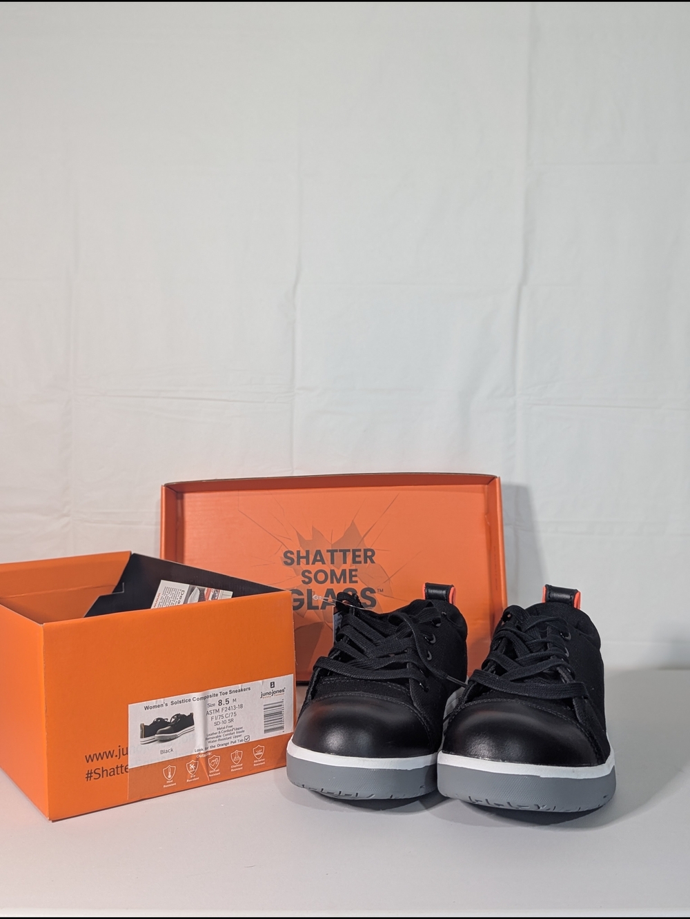 NWT Juno Jones Solstice Composite Toe Safety Sneakers Women's 8.5 Black ASTM